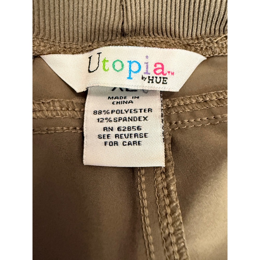 Utopia by Hue Womens XL Olive Green Drawstring Jogger Pants Stretch Activewear - Picture 5 of 8